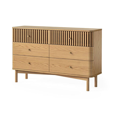 Soho Oak 6 Drawer Slatted Chest-2