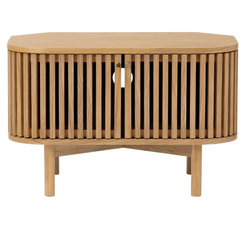 Soho Oak Slatted Corner Storage TV Unit-3