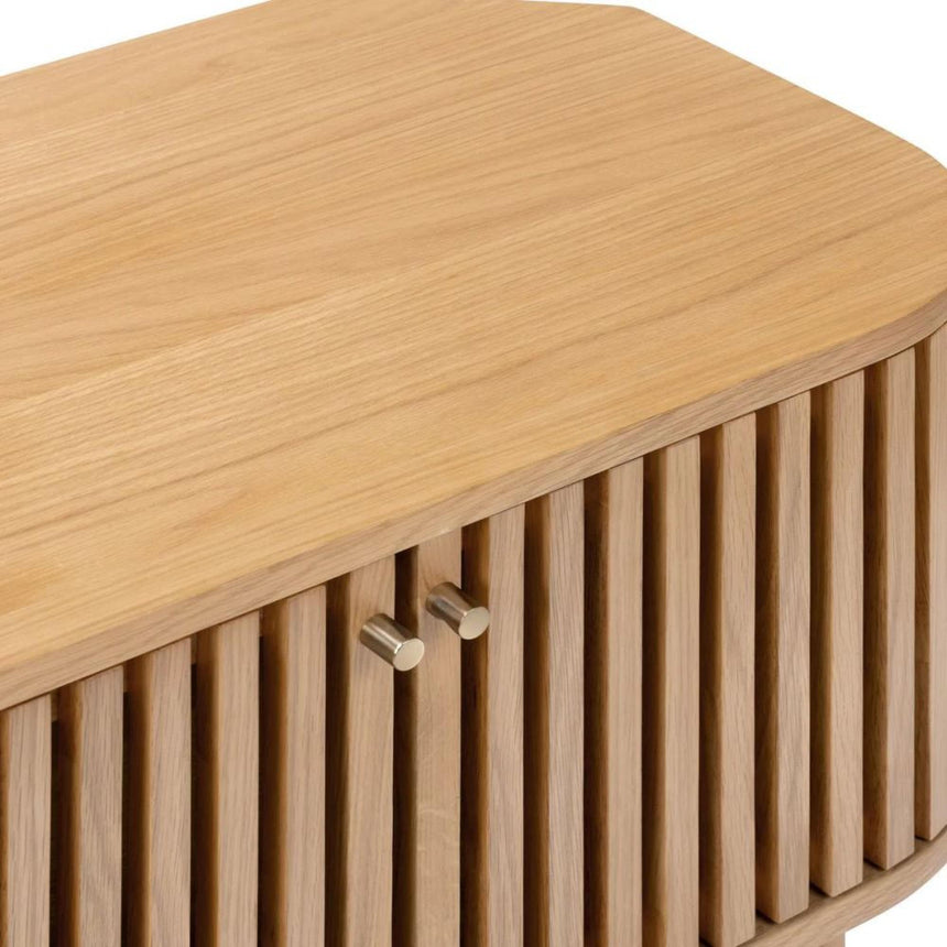 Soho Oak Slatted Corner Storage TV Unit-6