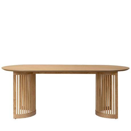 Soho Oak 8 Seater Oval Dining Table with Slatted Base - 200cm