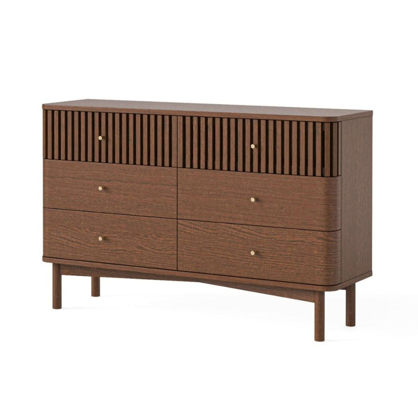Soho Dark Oak 6 Drawer Slatted Chest-2