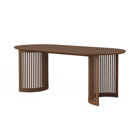 Soho Dark Oak 8 Seater Oval Dining Table with Slatted Base - 200cm-2