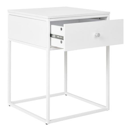 Vita White Melamine 1 Drawer Side Table-2