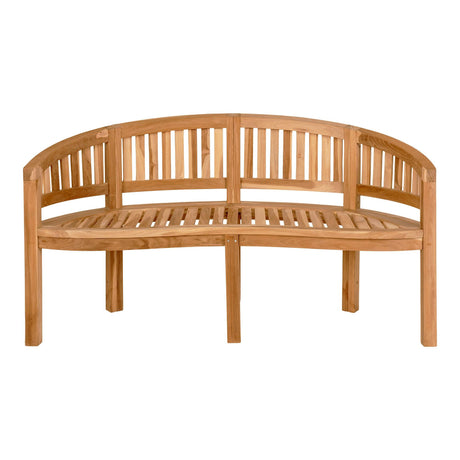 Boca Natural Teak Wood Banan Garden Bench with Back-2