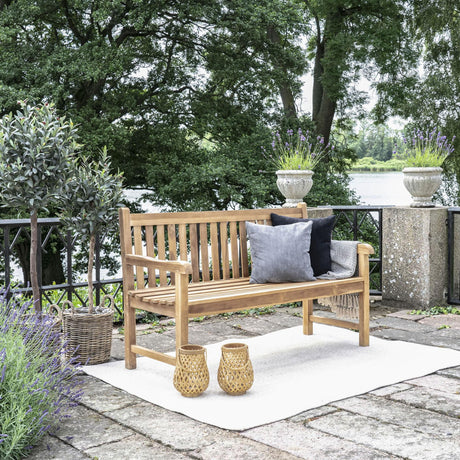 Keota Natural Teak Wood Garden Bench with Back-2