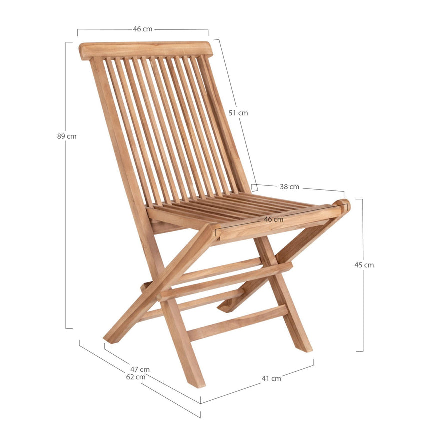 2 x Toledo Natural Teak Wood Slatted Garden Dining Chair-8