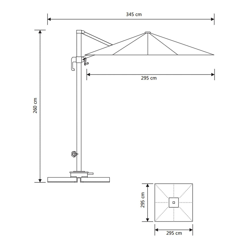 Baza Sand Metal Hanging Parasol 295cm x 295cm-8