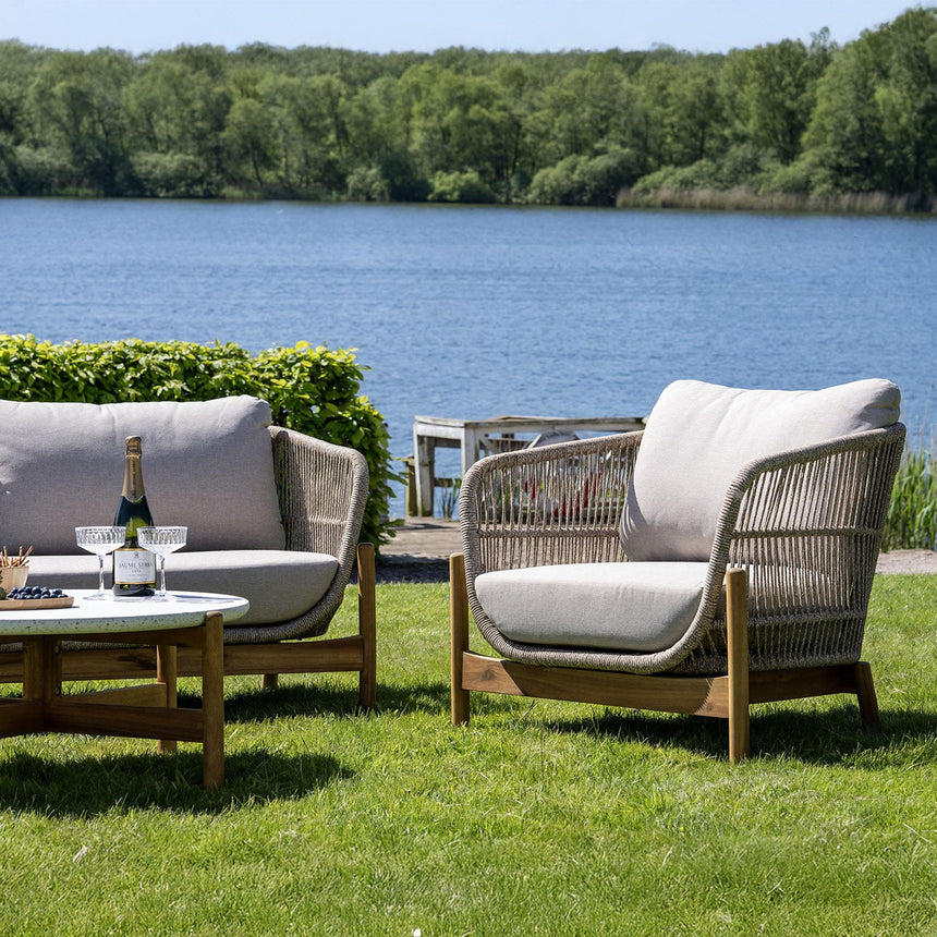 Hunterton Acacia Wood and Rope 2 Seater Sofa Lounge Set-3