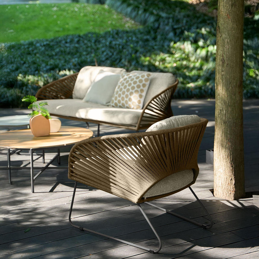 Novella Beige Fabric 4 Seater Round Garden Lounge Set-2
