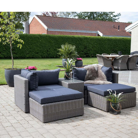 Rossi Grey Fabric and Polyrattan Lounge Set-2
