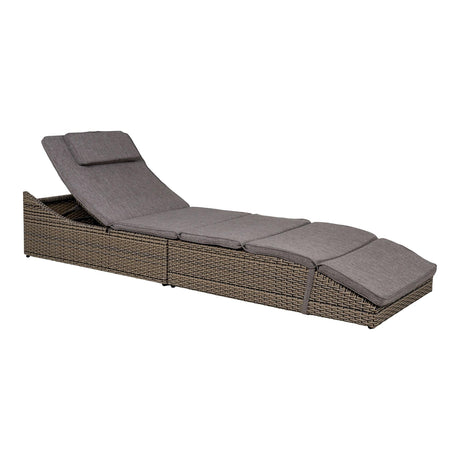Split Kubu Grey Fabric and Rattan Sun Lounger-2