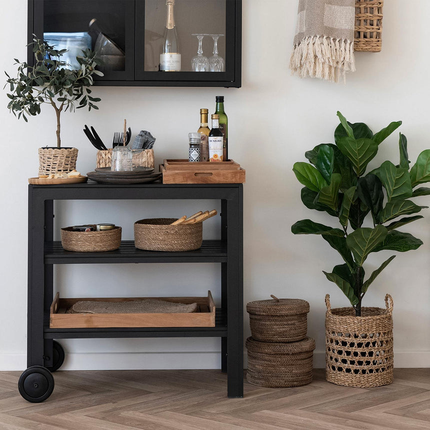 Taormina Black Wood Tea Trolly-2