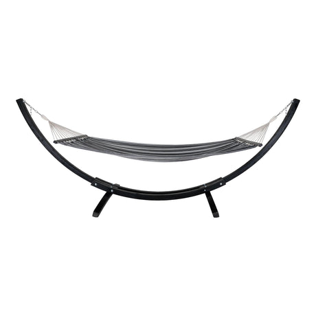 Tripoli Grey Fabric Hammock Black Wooden Stand-2