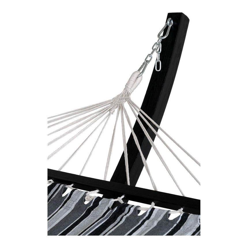 Tripoli Grey Fabric Hammock Black Wooden Stand-6
