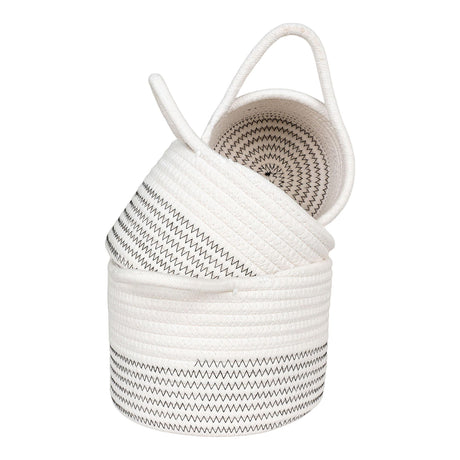 Algar White and Grey Fabric Basket (Set of 3)-2