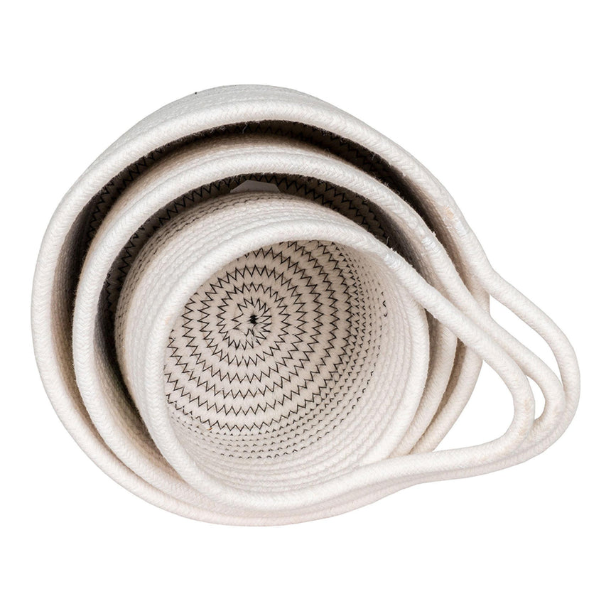 Algar White and Grey Fabric Basket (Set of 3)-3