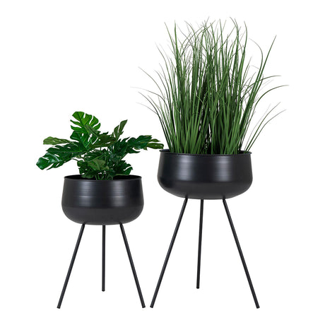 Ardola Black Steel Set of 2 Flowerpots-2