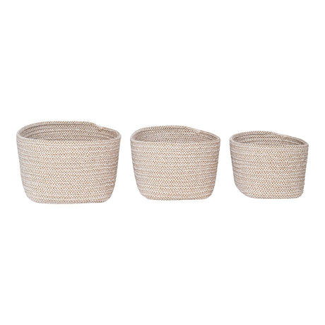 Cadima Beige Cotton Basket (Set of 3)-2