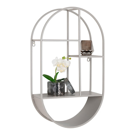 Feira Grey Metal Oval Wall Shelf-2