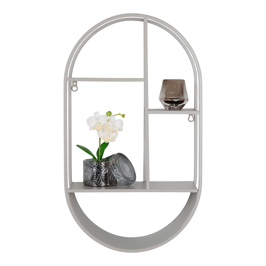 Feira Grey Metal Oval Wall Shelf-3