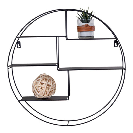 Genk Black Metal Round Wall Shelf-2