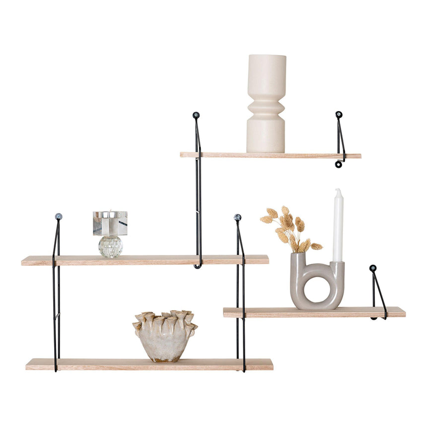 Harlem Wood Shelf - Comes in Natural Black and Green Options-3