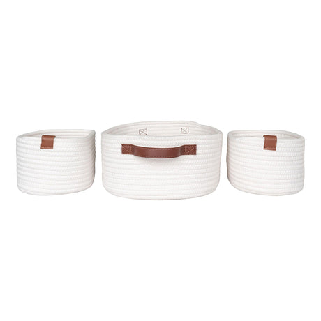 Jarana White Fabric Basket (Set of 3)-2