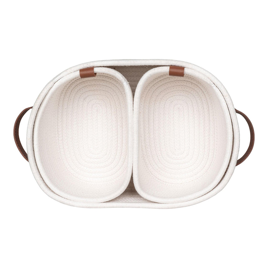 Jarana White Fabric Basket (Set of 3)-5