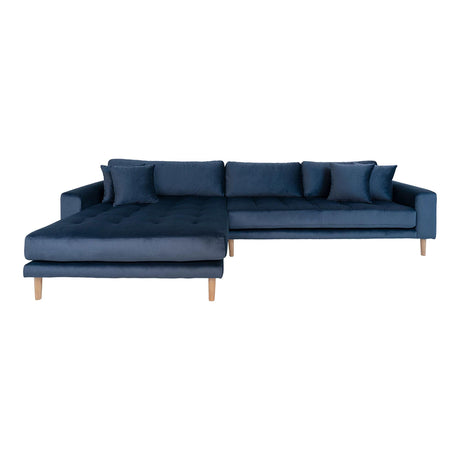 Lido Blue Fabric Left Hand Facing Lounge Sofa with Natural Legs-2