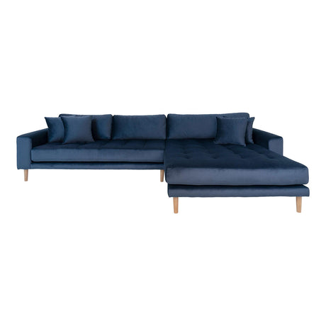 Lido Blue Fabric Right Hand Facing Lounge Sofa with Natural Legs-2