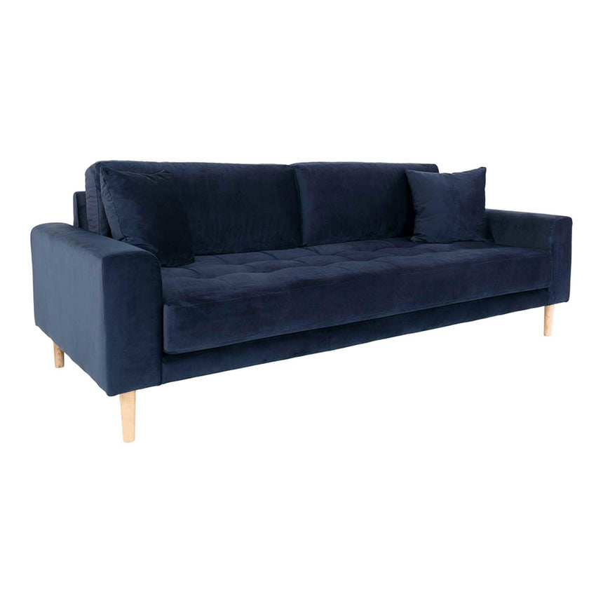 Lido Blue Velvet Fabric 3 Seater Sofa-2