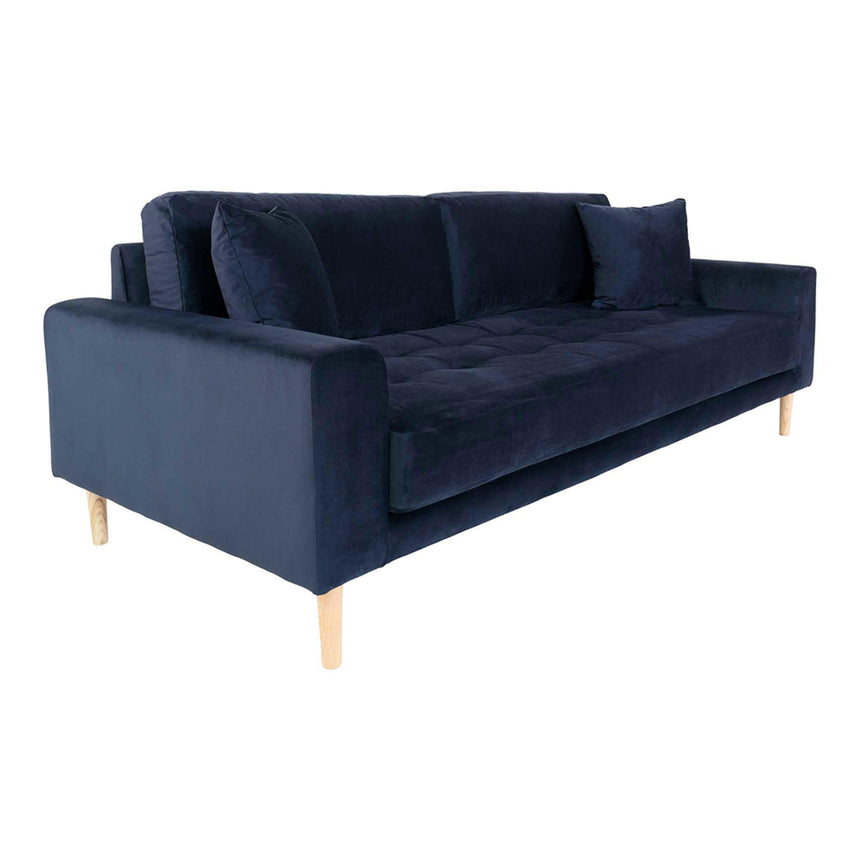 Lido Blue Velvet Fabric 3 Seater Sofa-3