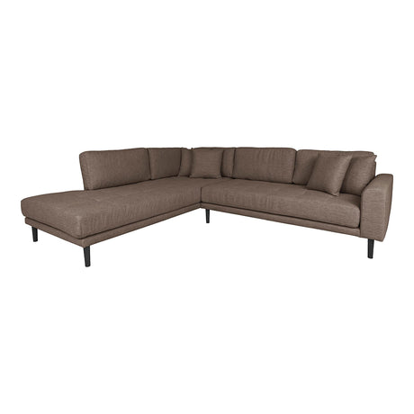 Lido Brown Fabric Left Hand Facing Corner Sofa Open End with Black Legs-2