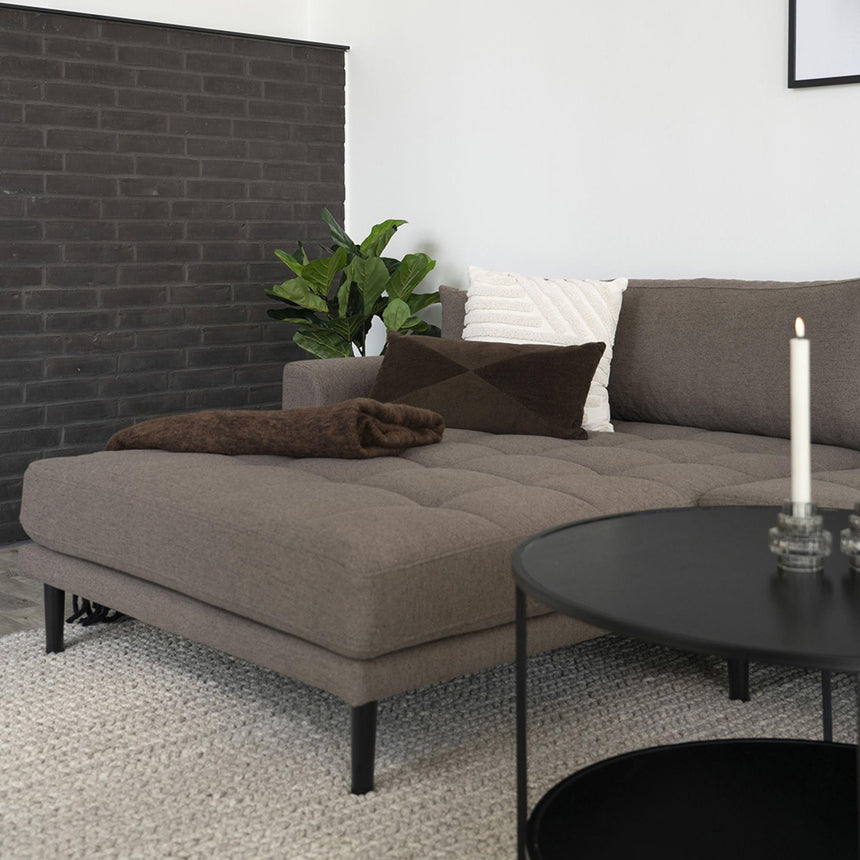 Lido Brown Fabric Left Hand Facing Lounge Sofa with Black Legs-5
