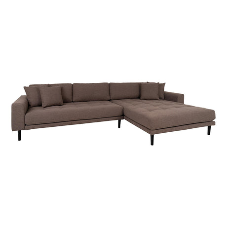 Lido Brown Fabric Right Hand Facing Lounge Sofa with Black Legs-2