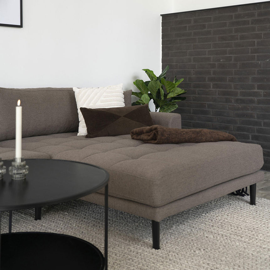 Lido Brown Fabric Right Hand Facing Lounge Sofa with Black Legs-4