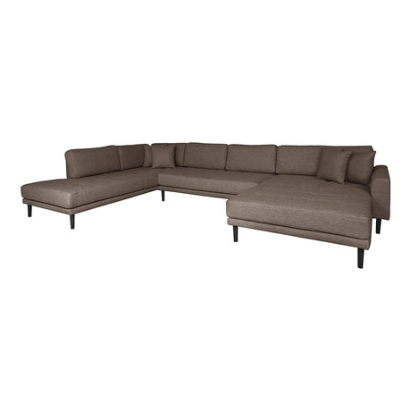 Lido Brown Fabric Right Hand Facing U-Sofa Open End with Black Legs-2