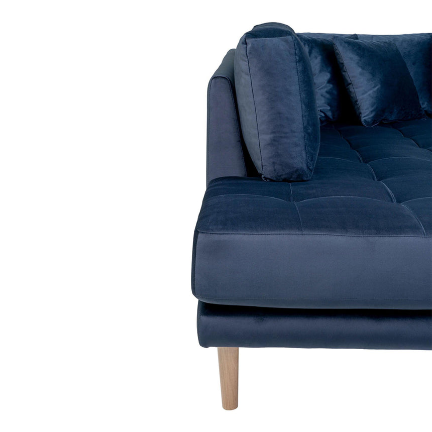 Lido Dark Blue Velvet Fabric Right Hand Facing U-Sofa Open End with Natural Legs-4