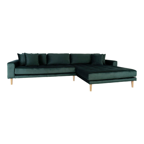 Lido Dark Green Fabric Right Hand Facing Lounge Sofa with Natural Legs-2