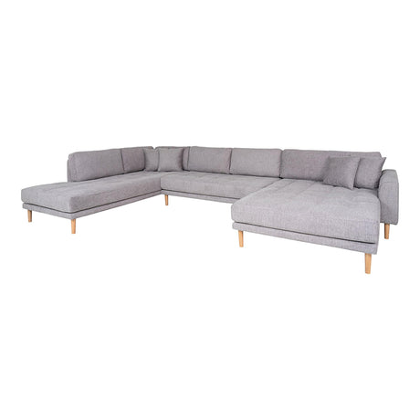 Lido Grey Fabric Right Hand Facing U-Sofa Open End with Natural Legs-2