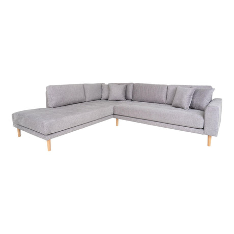 Lido Light Grey Fabric Left Hand Facing Corner Sofa Open End with Natural Legs-2