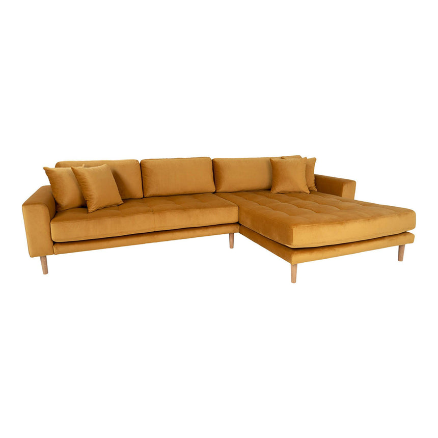 Lido Mustard Fabric Right Hand Facing Lounge Sofa with Natural Legs-3