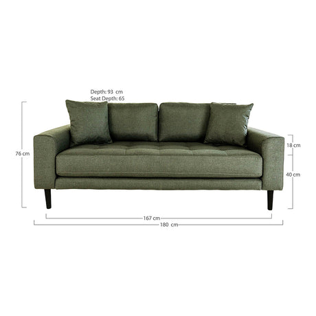 Lido Olive Green Fabric 2.5 Seater Sofa-2