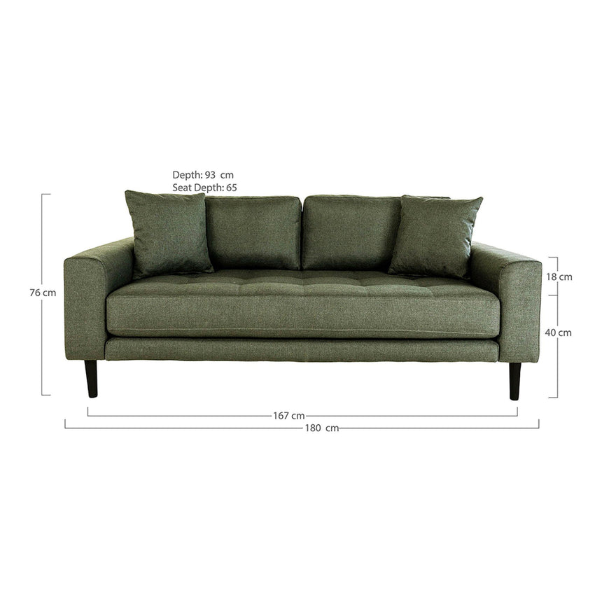 Lido Olive Green Fabric 2.5 Seater Sofa-2