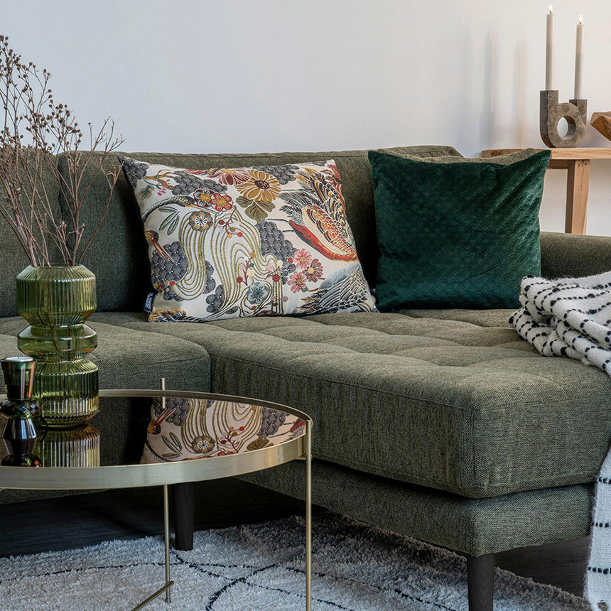 Lido Olive Green Fabric Fabric Right Hand Facing Lounge Sofa with Black Legs-5