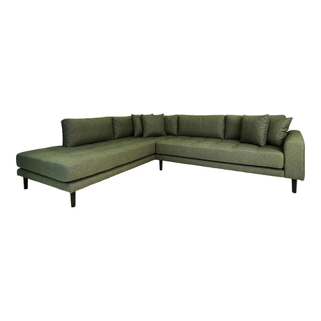 Lido Olive Green Fabric Left Hand Facing Corner Sofa Open End with Black Legs-2