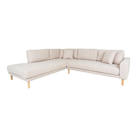 Lido Sand Fabric Left Hand Facing Corner Sofa Open End with Natural Legs-2