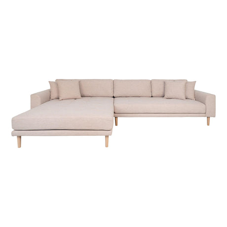 Lido Sand Fabric Left Hand Facing Lounge Sofa with Natural Legs-2