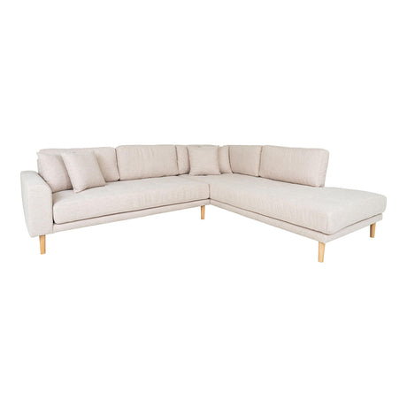 Lido Sand Fabric Right Hand Facing Corner Sofa Open End with Natural Legs-2
