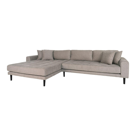 Lido Stone Fabric Left Hand Facing Lounge Sofa with Black Legs-2